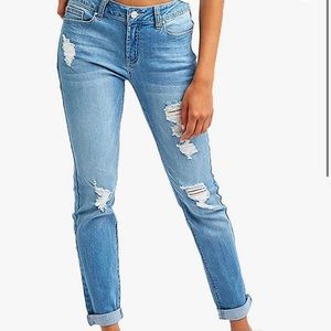 Resfeber Women's Ripped Boyfriend Jeans Cute Distressed Jeans Stretch